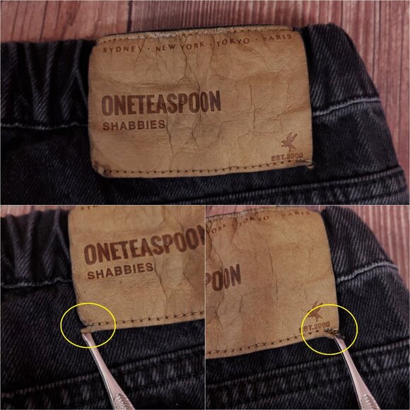 *FLAWS* One Teaspoon Medium Shabbies Drawstring Boyfriend Worn Black Denim Jeans - Picture 3 of 12